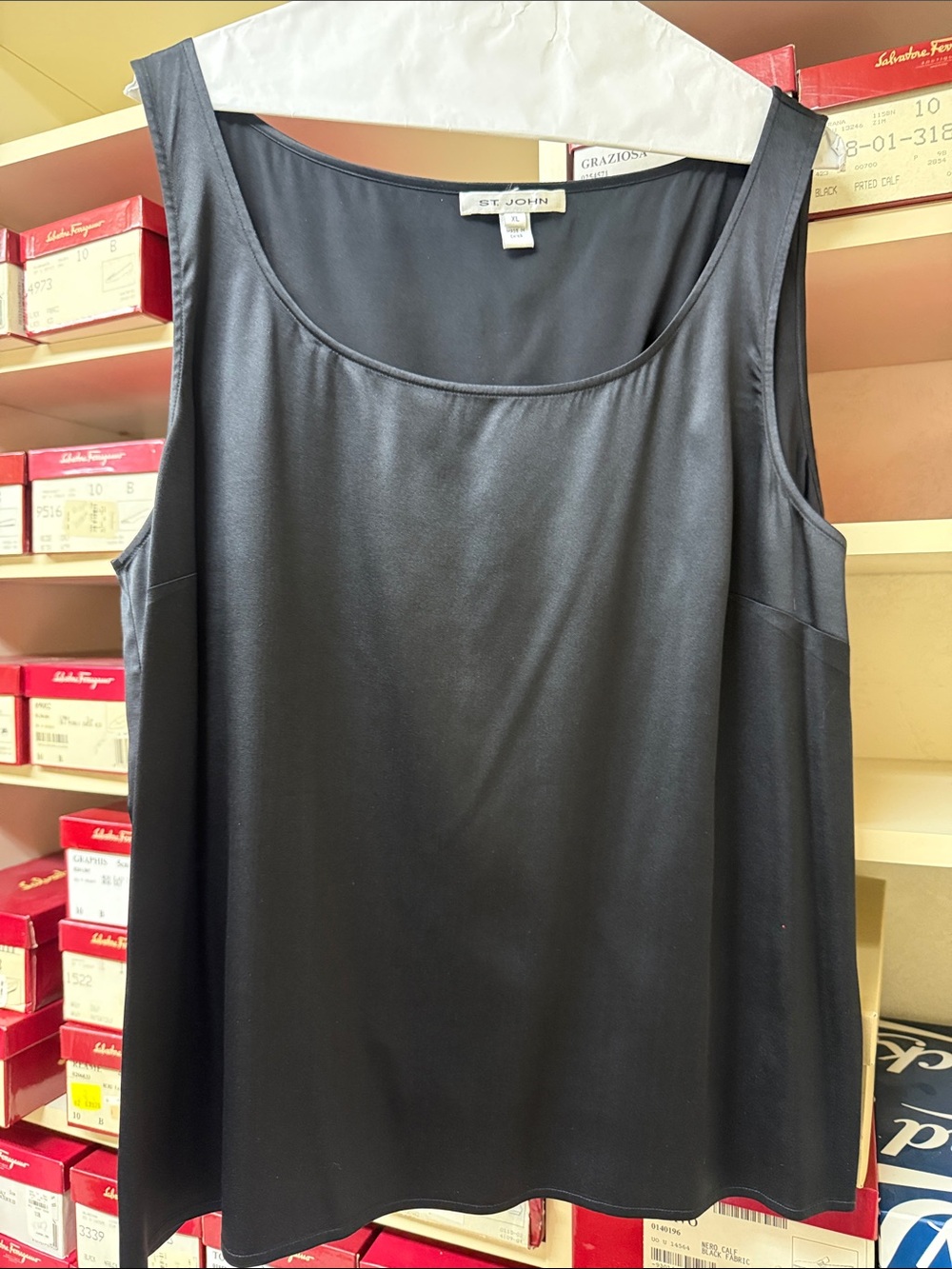 St. John Black Silk blend Scoop Neck Tank